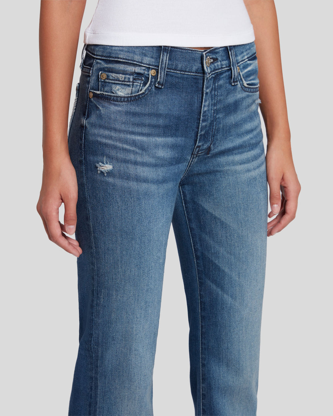 7 For All Mankind Women's Lake Blue Tailorless Dojo Jean