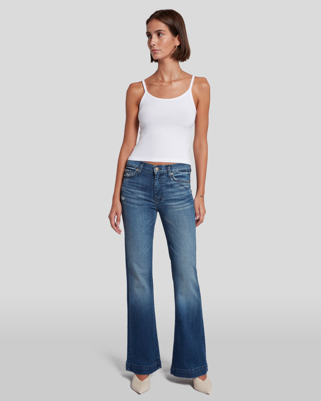7 For All Mankind Women's Lake Blue Tailorless Dojo Jean