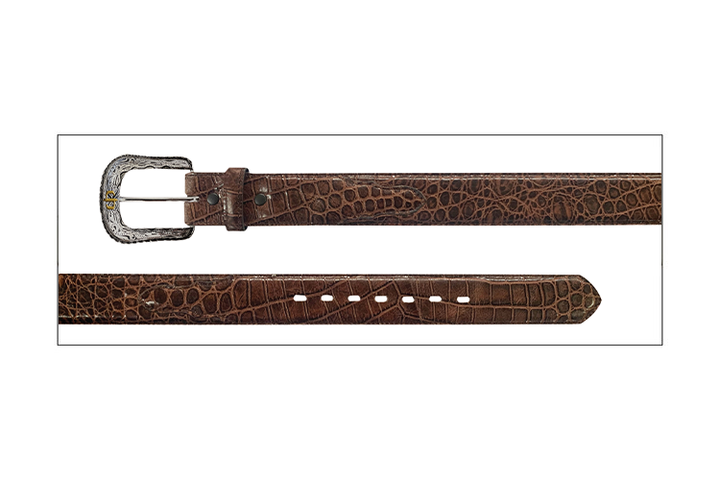 Stetson Cognac Crocodile Texture Belt