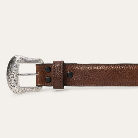 Stetson Brown Bison Leather Concho Belt