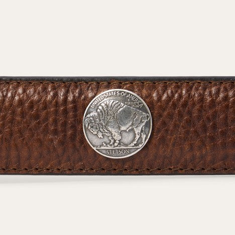 Stetson Brown Bison Leather Concho Belt