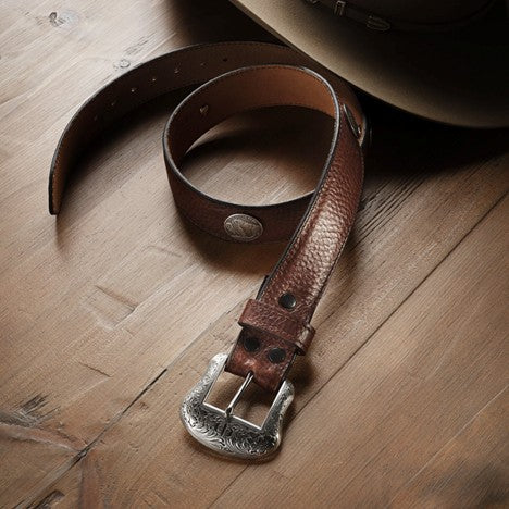 Stetson Brown Bison Leather Concho Belt