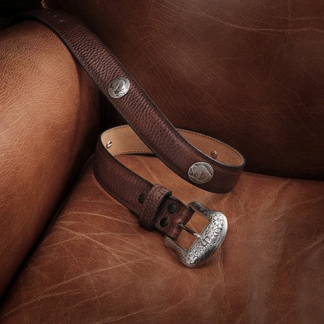 Stetson Brown Bison Leather Concho Belt