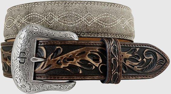 Stetson Vintage Taupe Double Western Stitched Belt