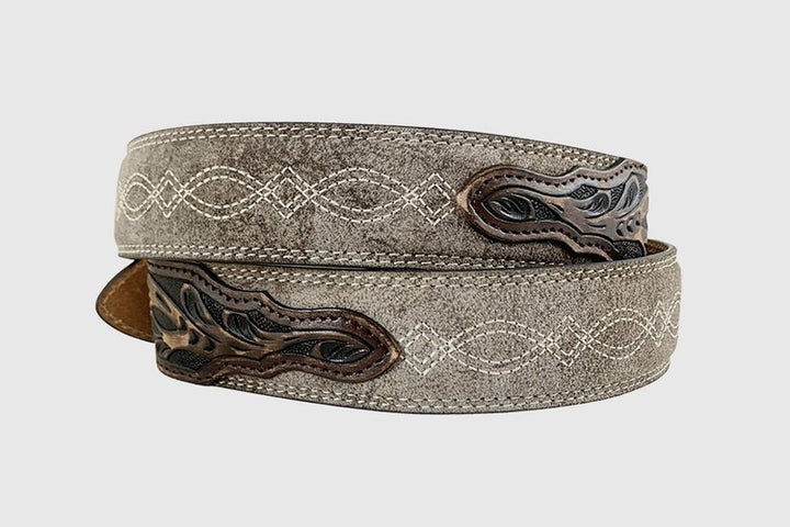 Stetson Vintage Taupe Double Western Stitched Belt