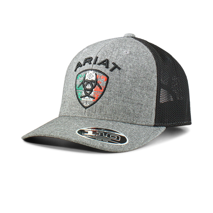 Ariat Grey with Mexican Flag Embroidered Logo Ball Cap