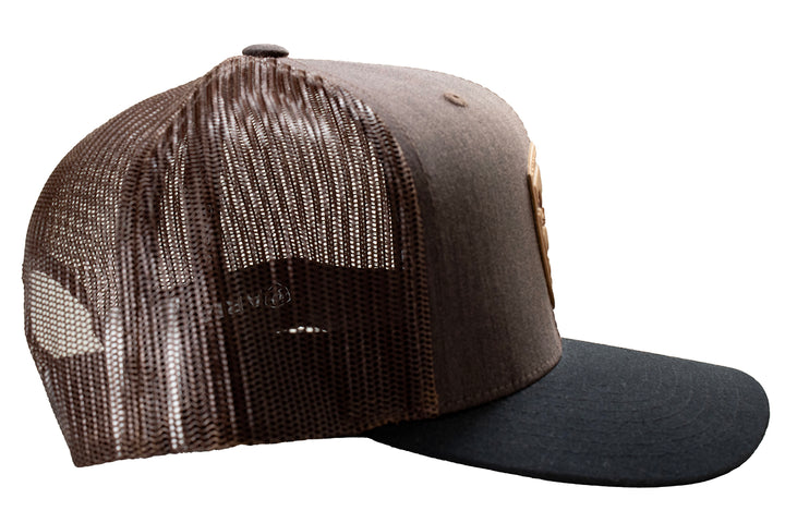 Ariat Brown Leather Shield Logo Patch Ball Cap