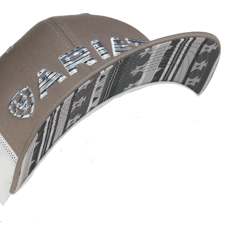Ariat Grey 3D Embroidered Flex Fit Ball Cap