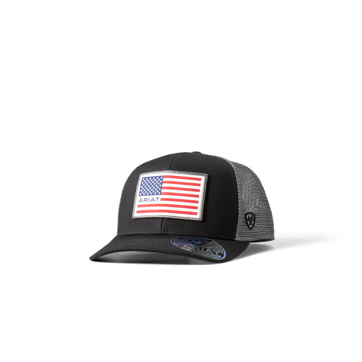 Ariat Black with Flag Patch Ball Cap