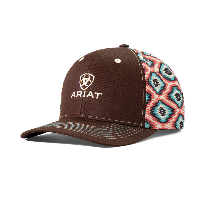 Ariat Brown and Aztec Logo Ball Cap
