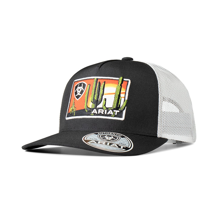 Ariat Black with Desert Scene Logo Patch Ball Cap