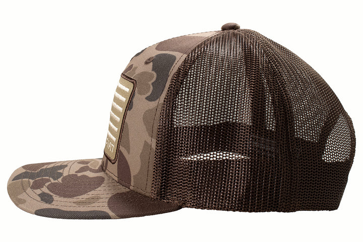 Ariat Camo with Tan Flag Patch Ball Cap