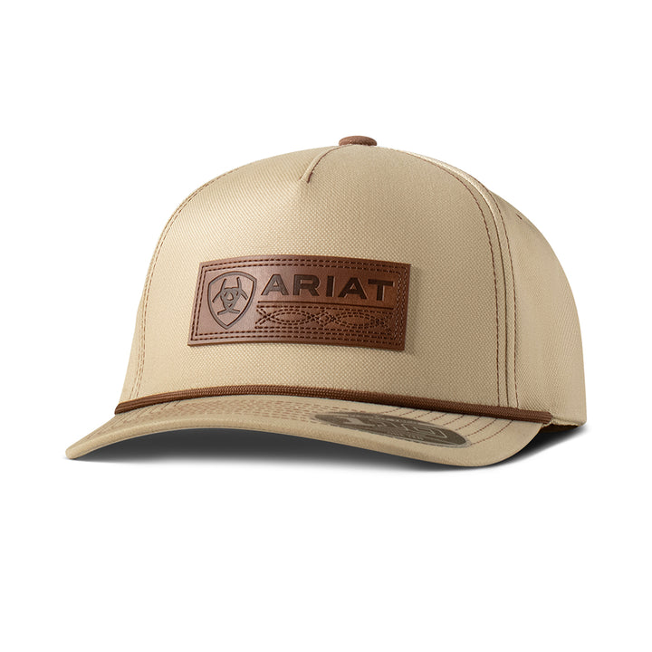 Ariat Khaki with Embossed Faux Leather Logo Patch FlexFit Ball Cap