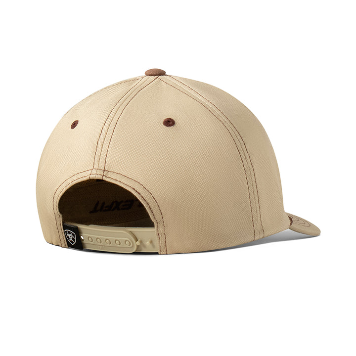 Ariat Khaki with Embossed Faux Leather Logo Patch FlexFit Ball Cap
