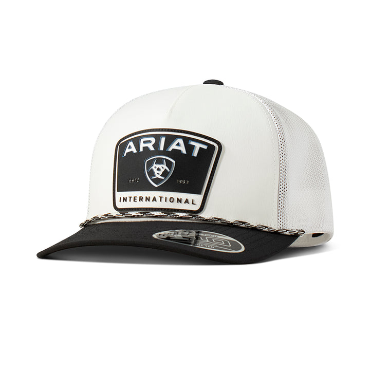Ariat White with Rubber Filigree Logo Patch FlexFit Ball Cap