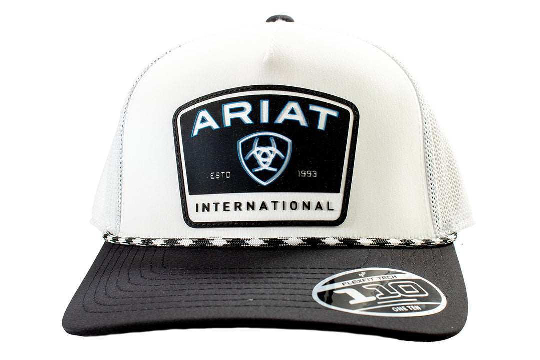 Ariat White with Rubber Filigree Logo Patch FlexFit Ball Cap