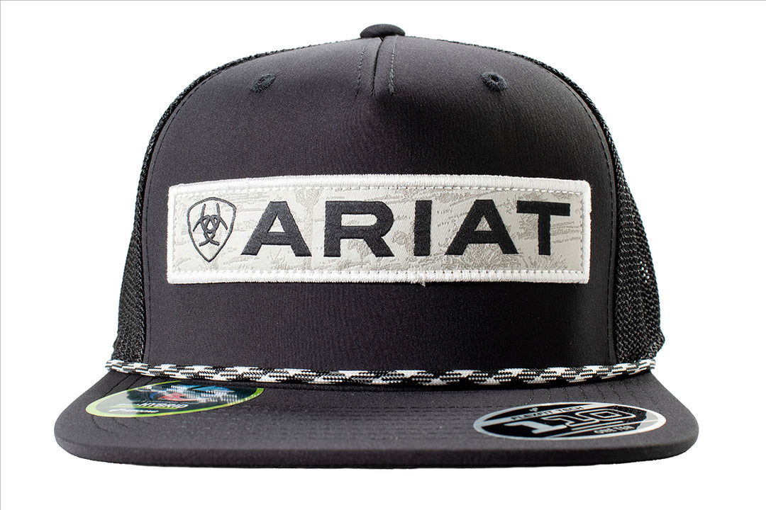 Ariat Black with Grey Desert Scene Patch FlexFit Ball Cap