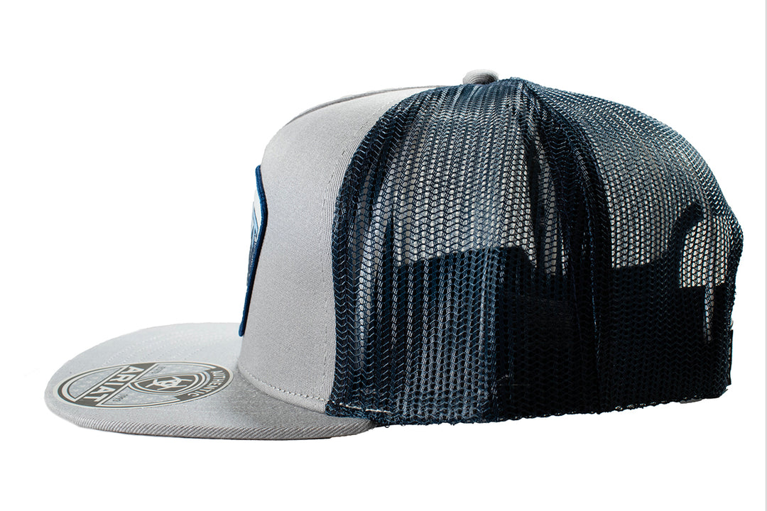 Ariat Grey with Embroidered Name and Shield Patch Ball Cap