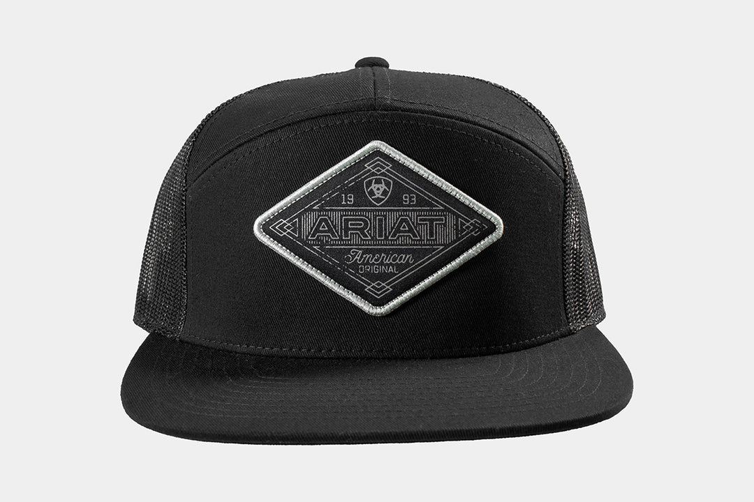 Ariat Black with Diamond Screen Printed Patch Ball Cap