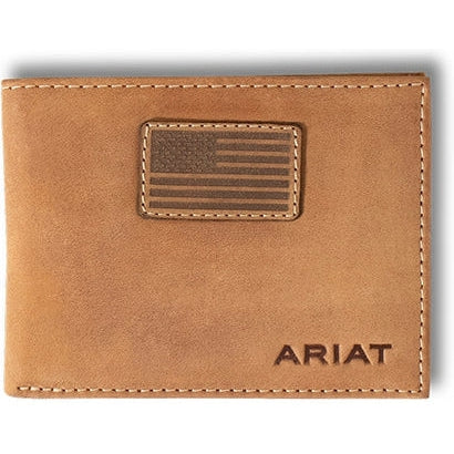 Ariat Tan with Flag Patch Bi-fold Wallet