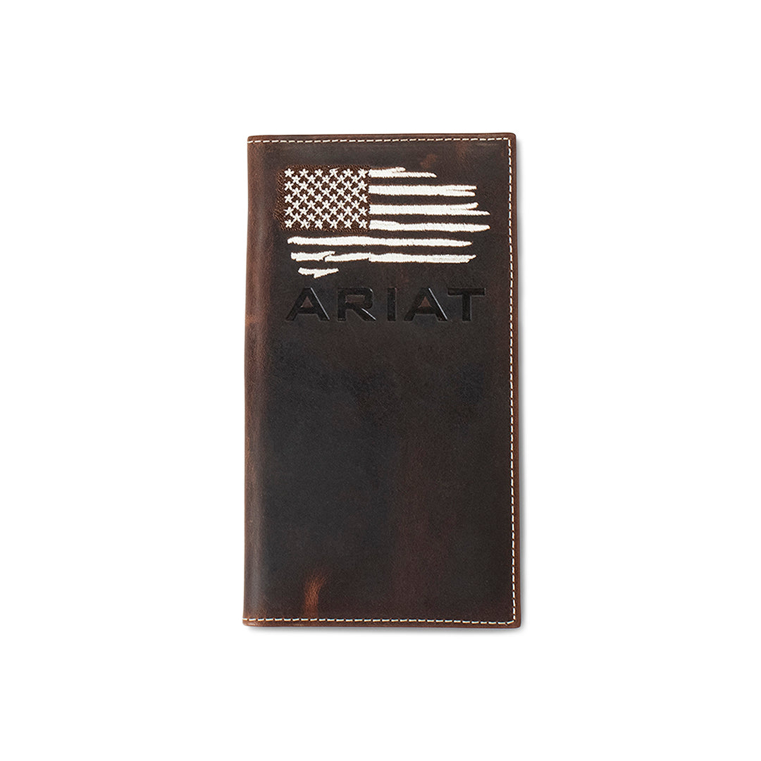 Ariat Distressed White Stitched American Flag Rodeo Wallet