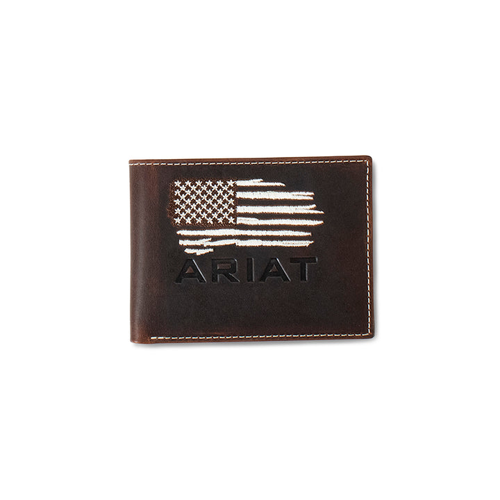 Ariat Distressed White Stitched American Flag Bifold Wallet