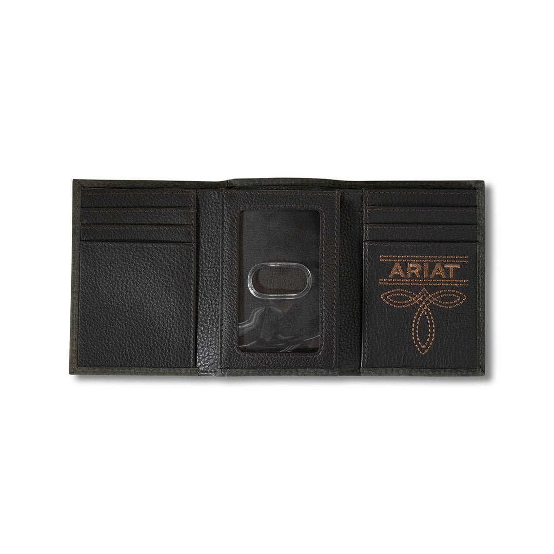 Ariat Black Pebble Leather Trifold Wallet