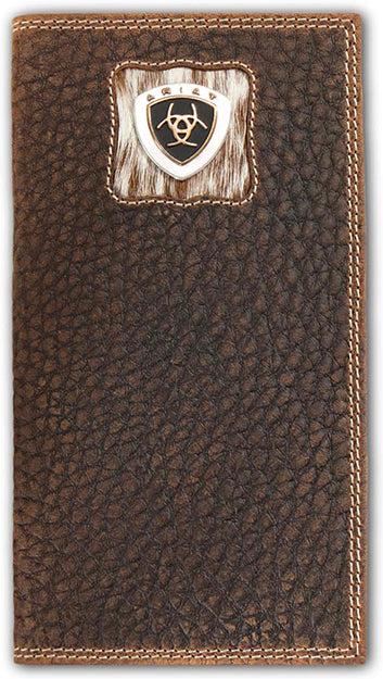 Ariat Bown and White Calf Hair Inlay Rodeo Wallet - West 20 Saddle Co.
