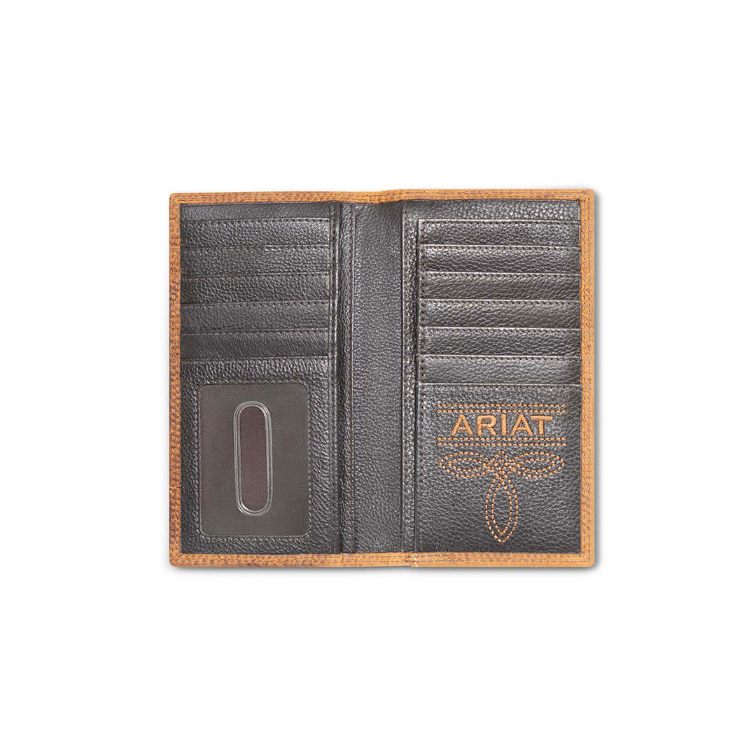 Ariat Bown and White Calf Hair Inlay Rodeo Wallet - West 20 Saddle Co.