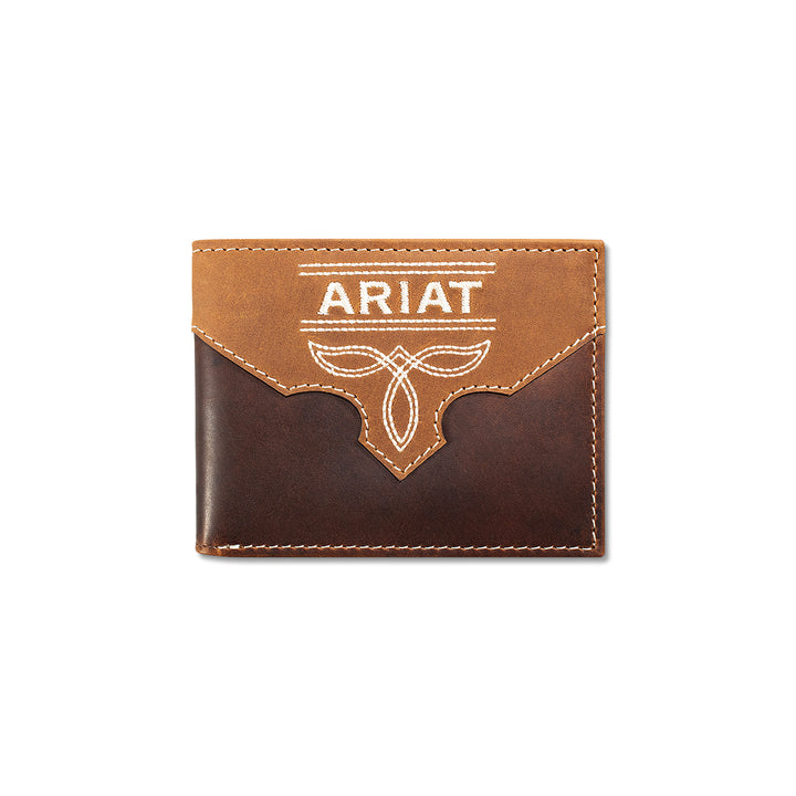Ariat Brown Crazy Horse Leather Overlaid Bifold Wallet - West 20 Saddle Co.