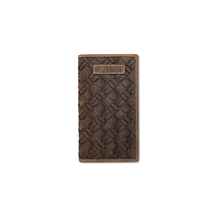 Ariat Medium Brown Large Basket Weave Rodeo Wallet - West 20 Saddle Co.