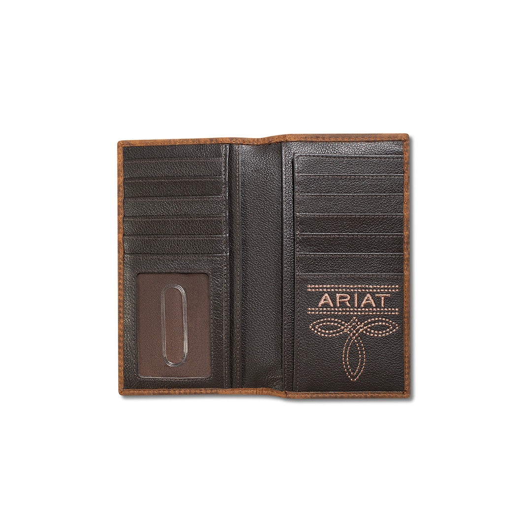Ariat Medium Brown Large Basket Weave Rodeo Wallet - West 20 Saddle Co.