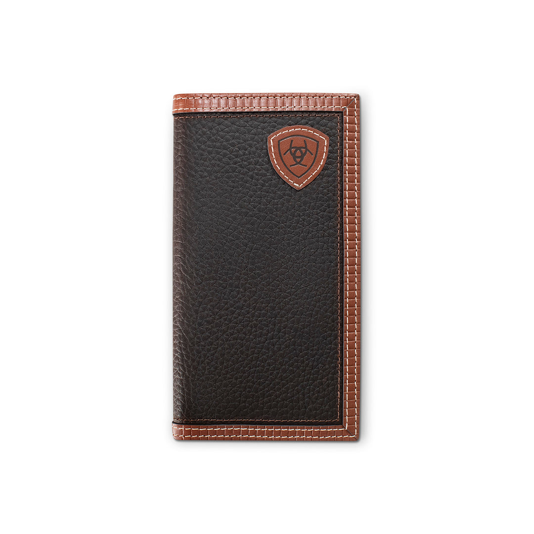 Ariat Brown Textured Leather with Red Trim Rodeo Wallet - West 20 Saddle Co.