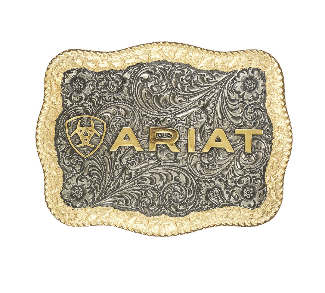 Ariat Rectangle Rope Edged Logo Belt Buckle