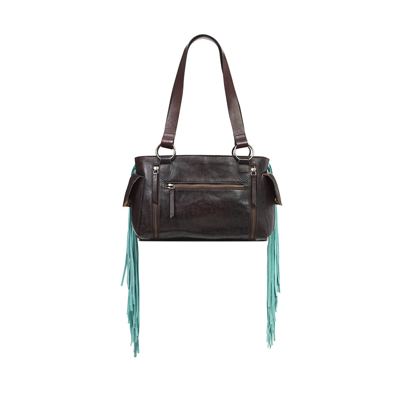 Ariat Brown Willa Satchel with Turquoise Fringe