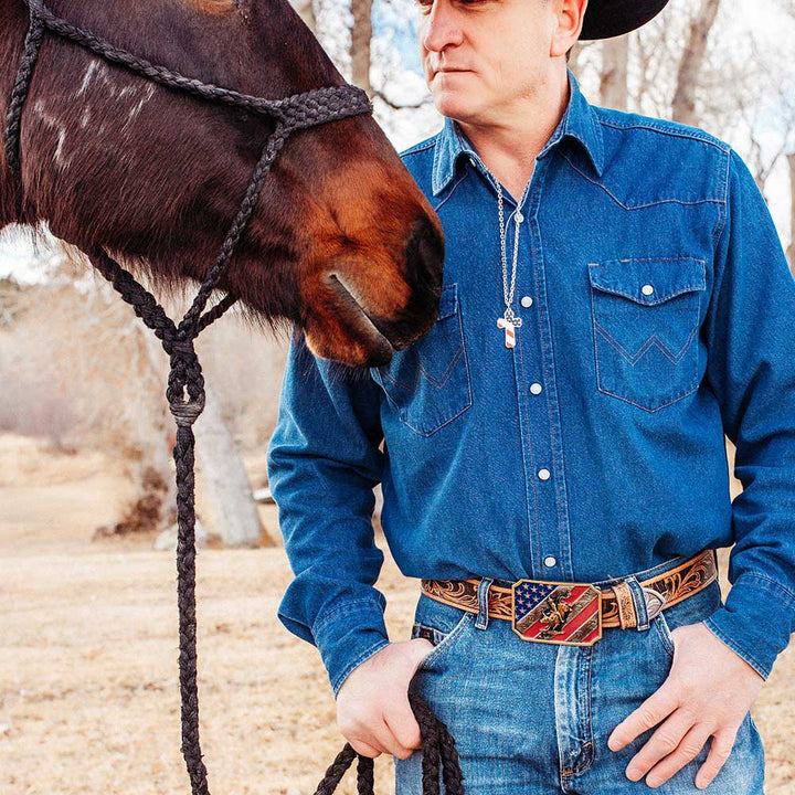 Montana Silversmiths Patriot Bull Rider Attitude Buckle