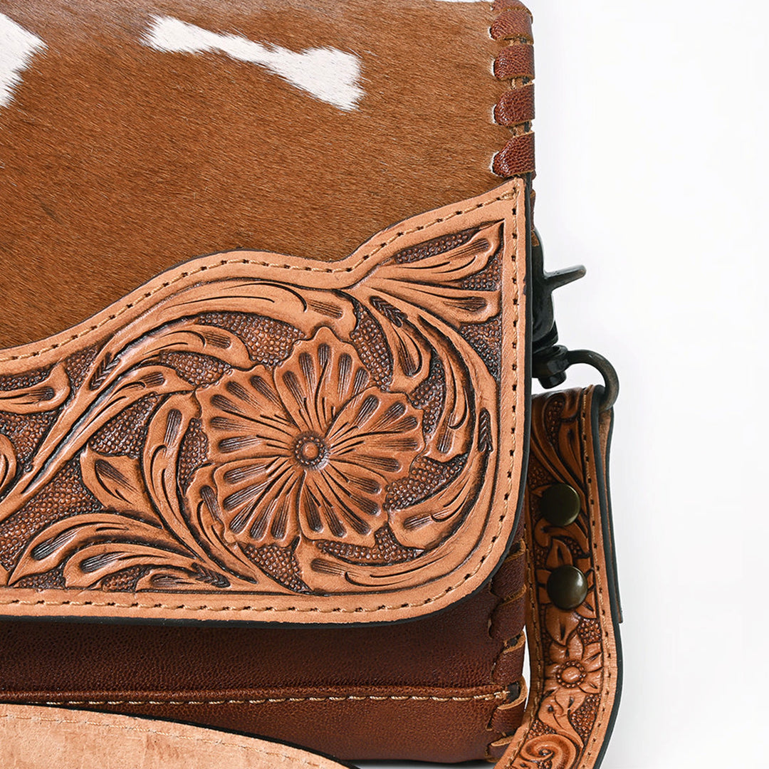 American Darling Hair On Genuine Western Leather Crossbody Wallet