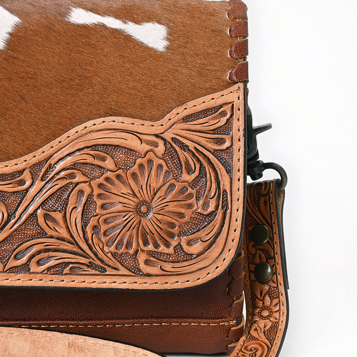 American Darling Hair On Genuine Western Leather Crossbody Wallet