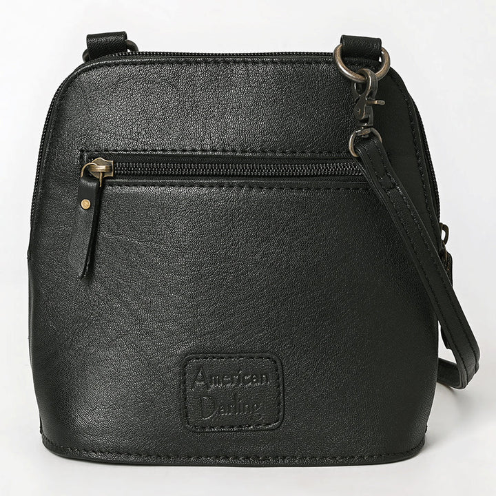 American Darling Black Quilted and Floral Tooled Leather Crossbody Bag