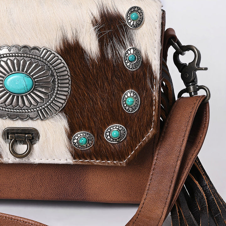American Darling Hair-On with Turquoise Conchos Leather Bag