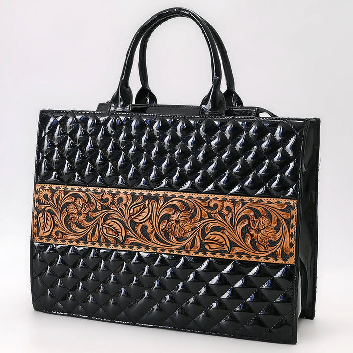 American Darling Shiny Black Quilted Leather Bag