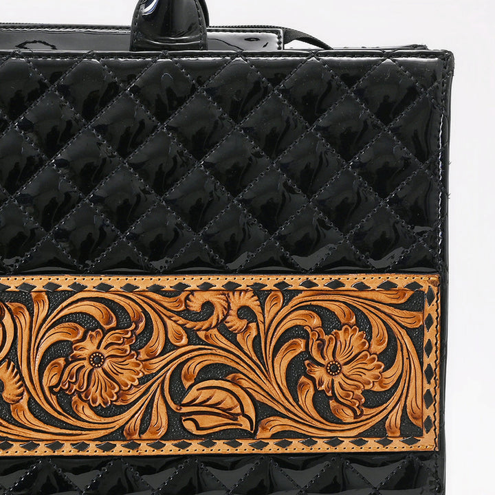 American Darling Shiny Black Quilted Leather Bag