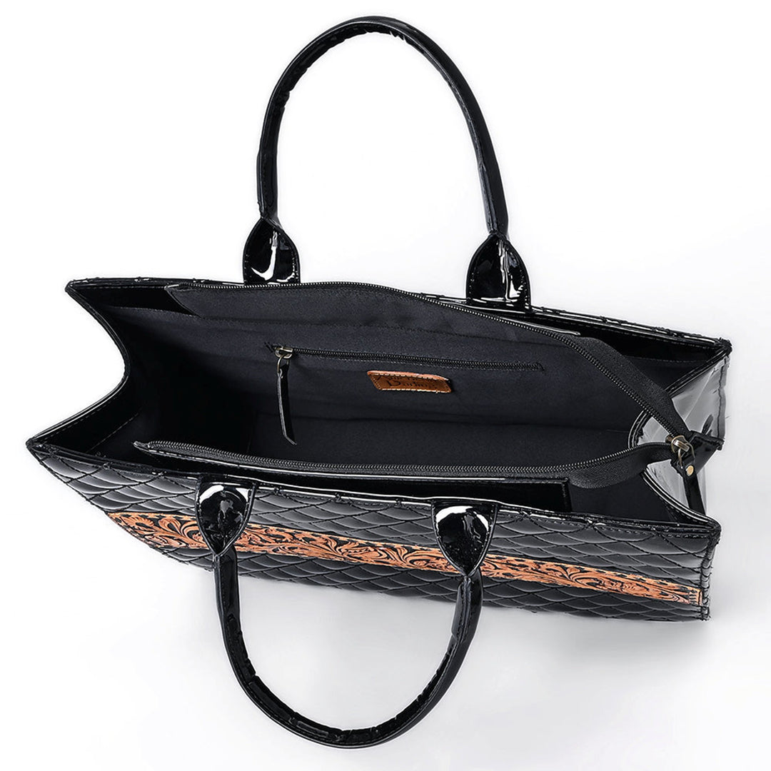 American Darling Shiny Black Quilted Leather Bag