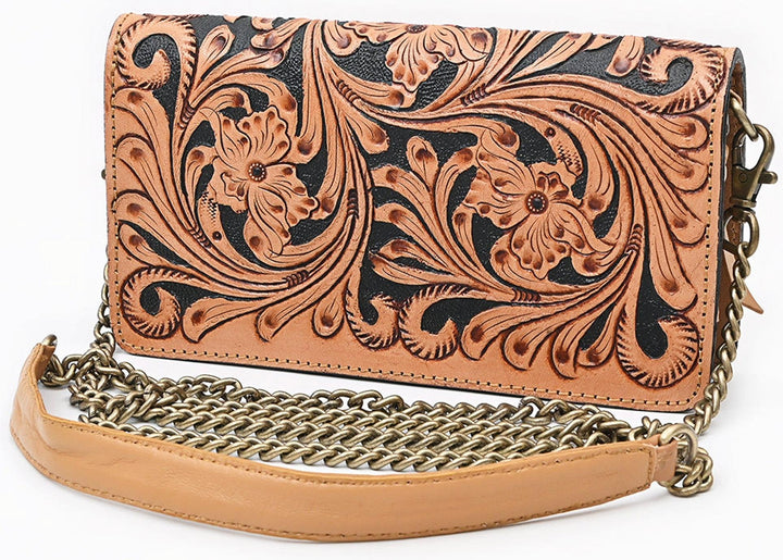 American Darling Western Floral Tooled Crossbody Wallet