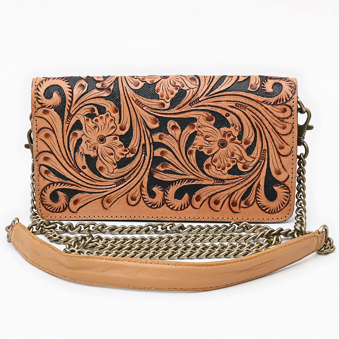 American Darling Western Floral Tooled Crossbody Wallet