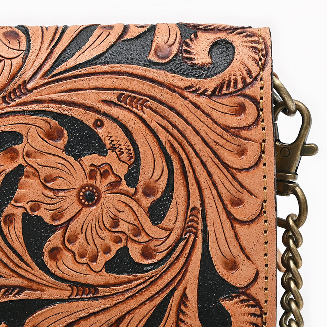 American Darling Western Floral Tooled Crossbody Wallet
