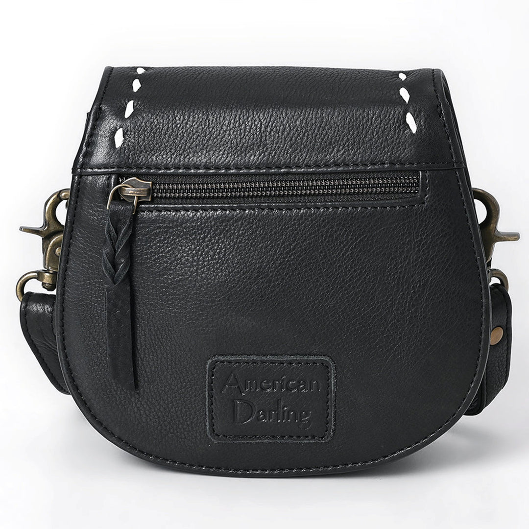 American Darling Black and White Buckstitched Crossbody Bag