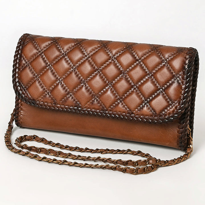 American Darling Brown Quilted Genuine Leather Crossbody Bag