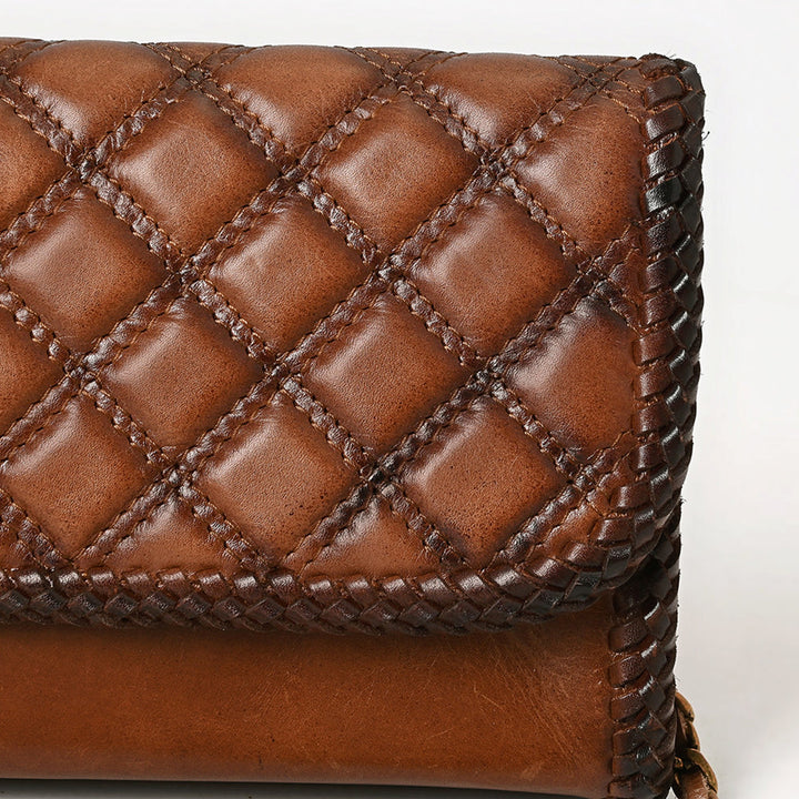 American Darling Brown Quilted Genuine Leather Crossbody Bag