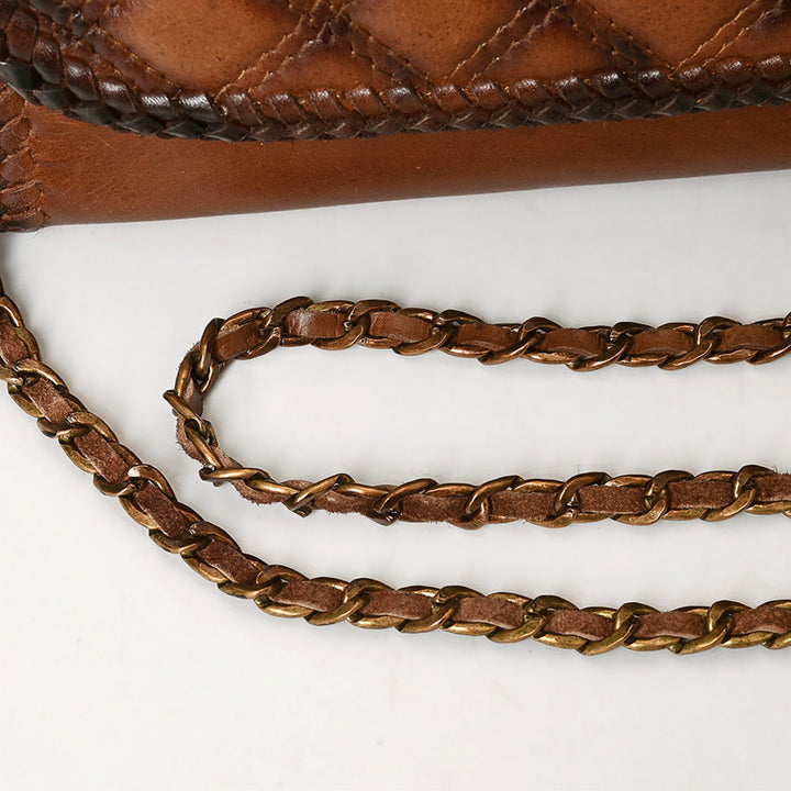 American Darling Brown Quilted Genuine Leather Crossbody Bag